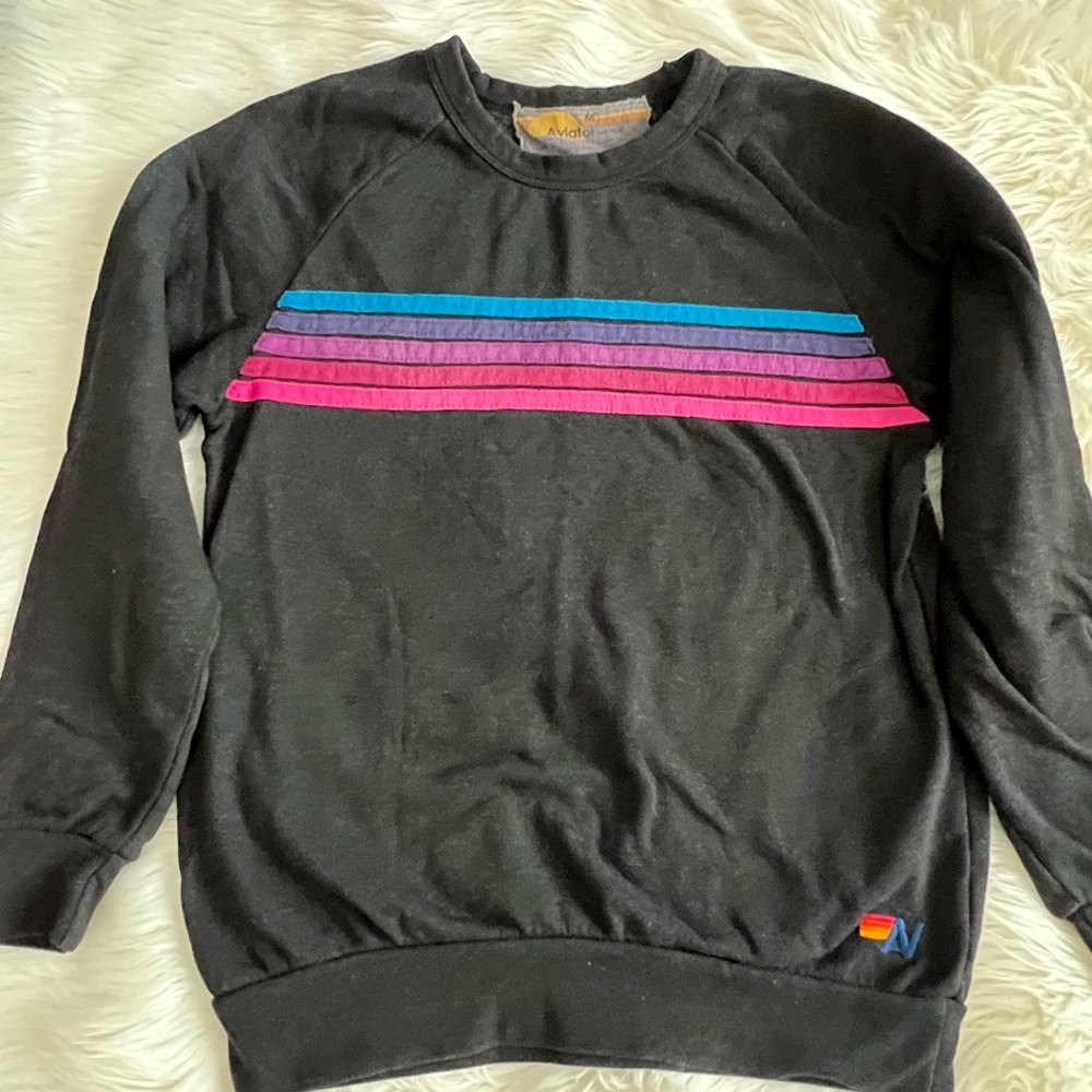 Aviator Nation 5 Stripe Sweatshirt Medium
